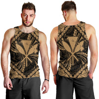 Hawaiian Map Kanaka Hibiscus Gold Polynesian Tank Top - AH - Polynesian Pride