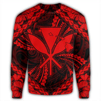 Hawaiian Map Kanaka Hibiscus Red Polynesian Sweatshirt - AH - Polynesian Pride