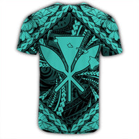 Hawaiian Map Kanaka Hibiscus Turquoise Polynesian T Shirt - Polynesian Pride