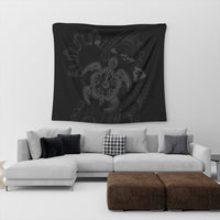 Hawaiian Map Kanaka Hibiscus Turtle Gray Polynesian Tapestry - AH - Polynesian Pride