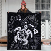 Hawaiian Map Kanaka Hibiscus Turtle White Polynesian Premium Quilts - AH - Polynesian Pride