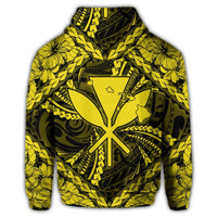 Hawaiian Map Kanaka Hibiscus Yellow Polynesian Zip Hoodie - Polynesian Pride