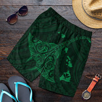 Hawaiian Map Kanaka Manta Ray Polynesian Men's Shorts Green - AH Art - Polynesian Pride