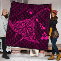 Hawaiian Map Kanaka Manta Ray Polynesian Premium Quilts Pink - AH - Polynesian Pride