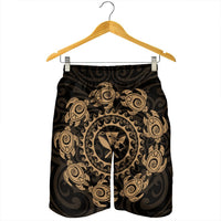 Hawaiian Map Kanaka Turtles Circle Style Gold Polynesian Men's Shorts - AH - Polynesian Pride