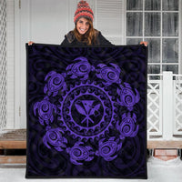 Hawaiian Map Kanaka Turtles Circle Style Purple Polynesian Premium Quilts - AH - Polynesian Pride