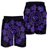 Hawaiian Map Kanaka Turtles Circle Style Purple Polynesian Men's Shorts - AH - Polynesian Pride