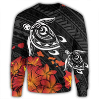 Hawaiian Map Kanaka Turtles Hibiscus Plumeria Sweatshirt - AH - Polynesian Pride