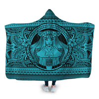 Hawaiian Map Madame Pele Kanaka Plumeria Polynesian Hooded Blanket Blue AH Hooded Blanket White - Polynesian Pride