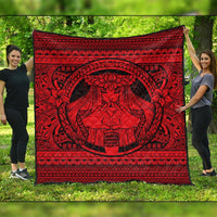 Hawaiian Map Madame Pele Kanaka Plumeria Polynesian Premium Quilts Red AH Black - Polynesian Pride