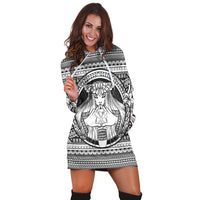 Hawaiian Map Madame Pele Kanaka Plumeria Polynesian Hoodie Dress White AH - Polynesian Pride