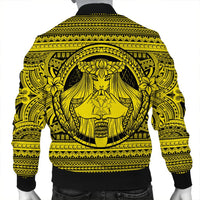 Hawaiian Map Madame Pele Kanaka Plumeria Polynesian Bomber Jacket Yellow AH - Polynesian Pride