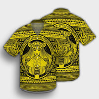 Hawaiian Map Madame Pele Kanaka Plumeria Polynesian Hawaiian Shirt Yellow AH - Polynesian Pride