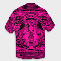 Hawaiian Map Madame Pele Mauna Kea Plumeria Polynesian Hawaiian Shirt Pink AH - Polynesian Pride