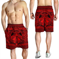 Hawaiian Map Madame Pele Mauna Kea Plumeria Polynesian Men's Shorts Red AH - Polynesian Pride