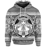 Custom Hawaiian Map Madame Pele Mauna Kea Plumeria Polynesian Hoodie White - Polynesian Pride