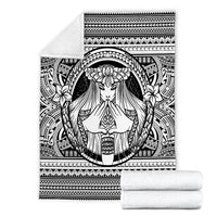 Hawaiian Map Madame Pele Mauna Kea Plumeria Polynesian Premium Blankets White AH - Polynesian Pride