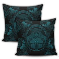 Hawaiian Map Madame Pele Polynesian Pillow Covers Blue AH - Polynesian Pride