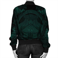 Hawaiian Map Madame Pele Polynesian Bomber Jacket Dark Green AH - Polynesian Pride