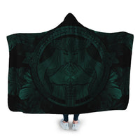 Hawaiian Map Madame Pele Polynesian Hooded Blanket Dark Green AH Hooded Blanket White - Polynesian Pride