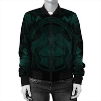 Hawaiian Map Madame Pele Polynesian Bomber Jacket Dark Green AH - Polynesian Pride