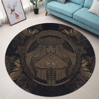 Hawaiian Map Madame Pele Polynesian Round Carpet Gold AH - Polynesian Pride