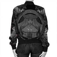 Hawaiian Map Madame Pele Polynesian Bomber Jacket Gray AH - Polynesian Pride