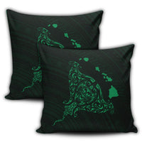 Hawaiian Map Manta Ray Green Polynesian Pillow Covers - AH - Polynesian Pride