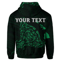 Custom Hawaiian Map Manta Ray Green Polynesian Hoodie - Polynesian Pride