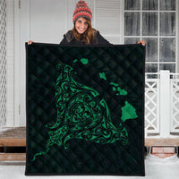 Hawaiian Map Manta Ray Green Polynesian Premium Quilts - AH - Polynesian Pride