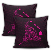 Hawaiian Map Manta Ray Pink Polynesian Pillow Covers - AH - Polynesian Pride