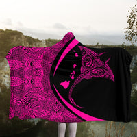 Hawaiian Map Manta Ray Polynesian Hooded Blanket - Pink - AH - Polynesian Pride