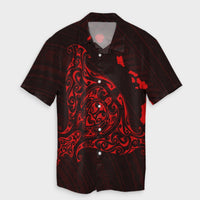 Hawaiian Map Manta Ray Red Polynesian Hawaiian Shirt - AH Unisex Black - Polynesian Pride
