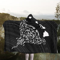 Hawaiian Map Manta Ray White Polynesian Hooded Blanket - AH - Polynesian Pride