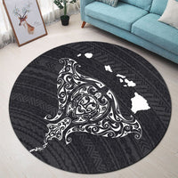 Hawaiian Map Manta Ray White Polynesian Round Carpet - AH - Polynesian Pride