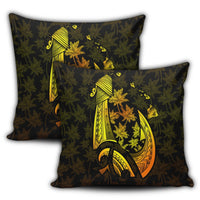 Hawaiian Map Palm Trees Fish Hook Polynesian Pillow Covers Colorful Yellow - AH - Polynesian Pride