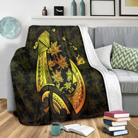 Hawaiian Map Palm Trees Fish Hook Polynesian Premium Blankets Colorful Yellow - AH - Polynesian Pride