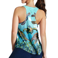Hawaiian Map Sea Turtles Ocean Polynesian Racerback Tank - AH - Polynesian Pride