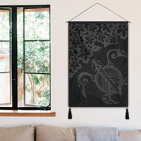 Hawaiian Map Turtle Hibiscus Kanaka Polynesian Hanging Poster - Gray - AH - Polynesian Pride
