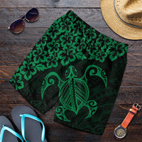 Hawaiian Map Turtle Hibiscus Kanaka Polynesian Men's Shorts - Green - AH Art - Polynesian Pride