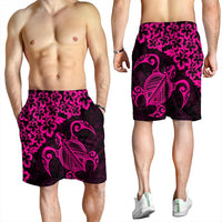 Hawaiian Map Turtle Hibiscus Kanaka Polynesian Men's Shorts - Pink - AH - Polynesian Pride
