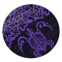 Hawaiian Map Turtle Hibiscus Kanaka Polynesian Round Carpet - Purple - AH Round Carpet Luxurious Plush - Polynesian Pride