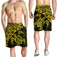 Hawaiian Map Turtle Hibiscus Kanaka Polynesian Men's Shorts - Yellow - AH - Polynesian Pride