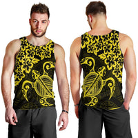 Hawaiian Map Turtle Hibiscus Kanaka Polynesian Tank Top - Yellow - AH - Polynesian Pride
