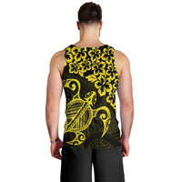 Hawaiian Map Turtle Hibiscus Kanaka Polynesian Tank Top - Yellow - AH - Polynesian Pride