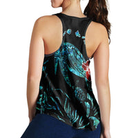 Hawaiian Map Turtle Hibiscus Ohana Honu Paua Shell Racerback Tank - AH - Polynesian Pride
