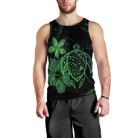 Hawaiian Map Turtle Hibiscus Plumeria Polynesian Tank Top - Green - AH Black - Polynesian Pride