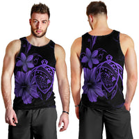 Hawaiian Map Turtle Hibiscus Plumeria Polynesian Tank Top - Purple - AH - Polynesian Pride