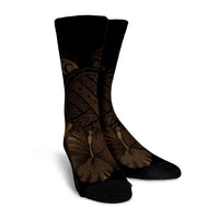 Hawaiian Map Turtle Hibiscus Polynesian Crew Socks - Gold - AH - Polynesian Pride