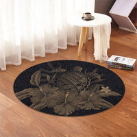 Hawaiian Map Turtle Hibiscus Polynesian Round Carpet - Gold - AH - Polynesian Pride